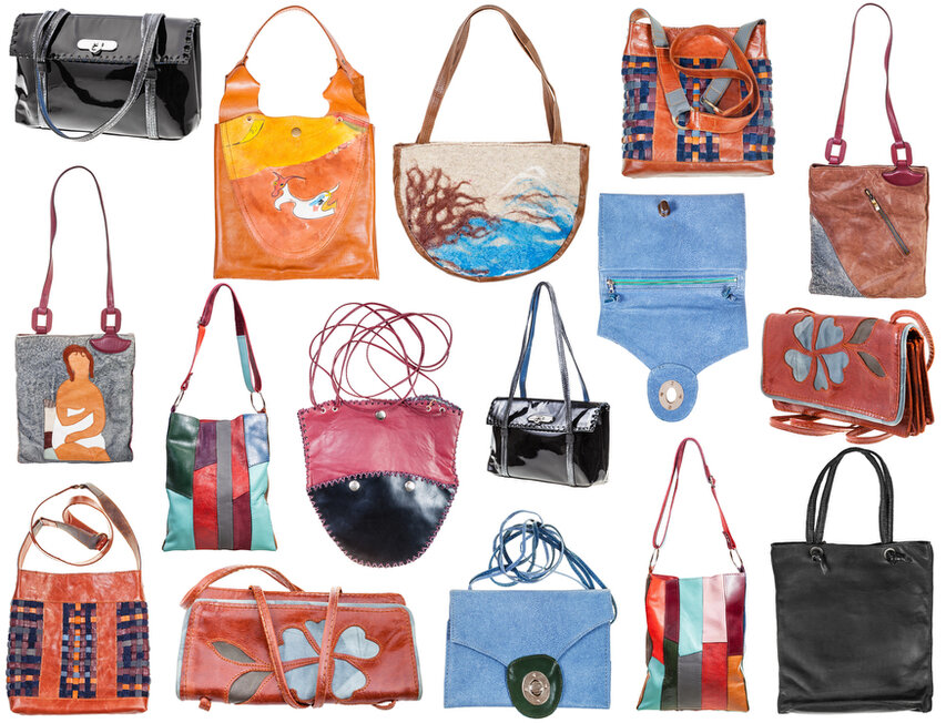 Sac à main patchwork très coloré avec anses en tissu